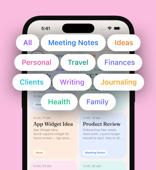 Custom categories for organizing notes
